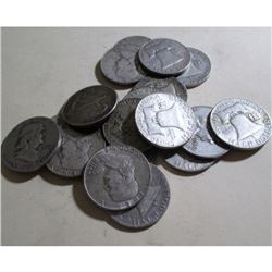 (20) Franklin Halves- 90% Silver Mixed Dates