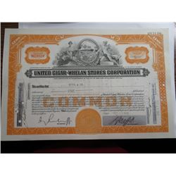 United Cigar Whelan Stores Stock Certificate