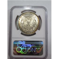 1885 O MS62 NGC Rainbow Toned Rev. Rim Morgan $1