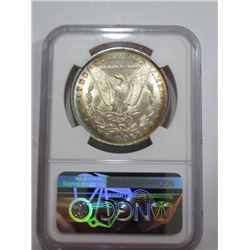 1885 O MS62 NGC Rainbow Toned Rev. Rim Morgan $1