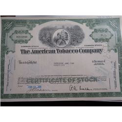 The American Tobacco Co. Stock Certifcate