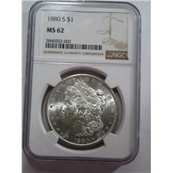 1880 S MS 62 NGC Morgan Silver Dollar