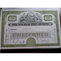 United Cigar Whelan Store Stock Certificate