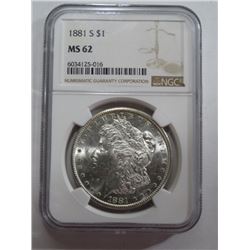 1881 s MS 62 NGC Morgan Silver dollar