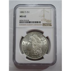 1882 S MS 62 NGC Morgan Silver Dollar