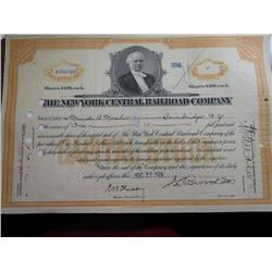 1928 NY Central Railroad Stock Certificate