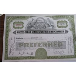 United Cigar Whelan Store Co. Stock Certificate