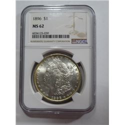 1896 MS 62 NGC Toned Rim Morgan Silver $1
