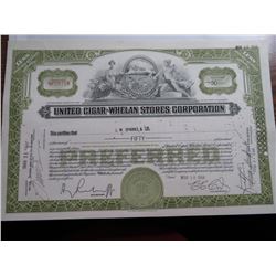 United Cigar Whelan Stores Stock Certificate