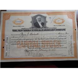 1924 NY Central Stock Certificate