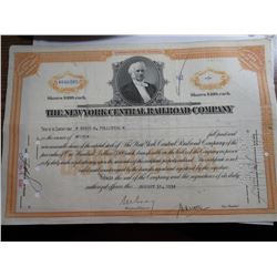 1934 NY Central Railroad Stock certificate