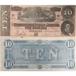 1864 $ 10 Confederate Currency Authentic