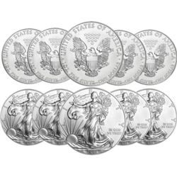 (10) US Silver Eagles - Random Dates BU