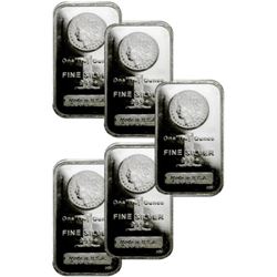 (5) 1 oz Silver Bars- Morgan Design