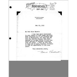 Eleanor Roosevelt. T.L.S. on White Hous