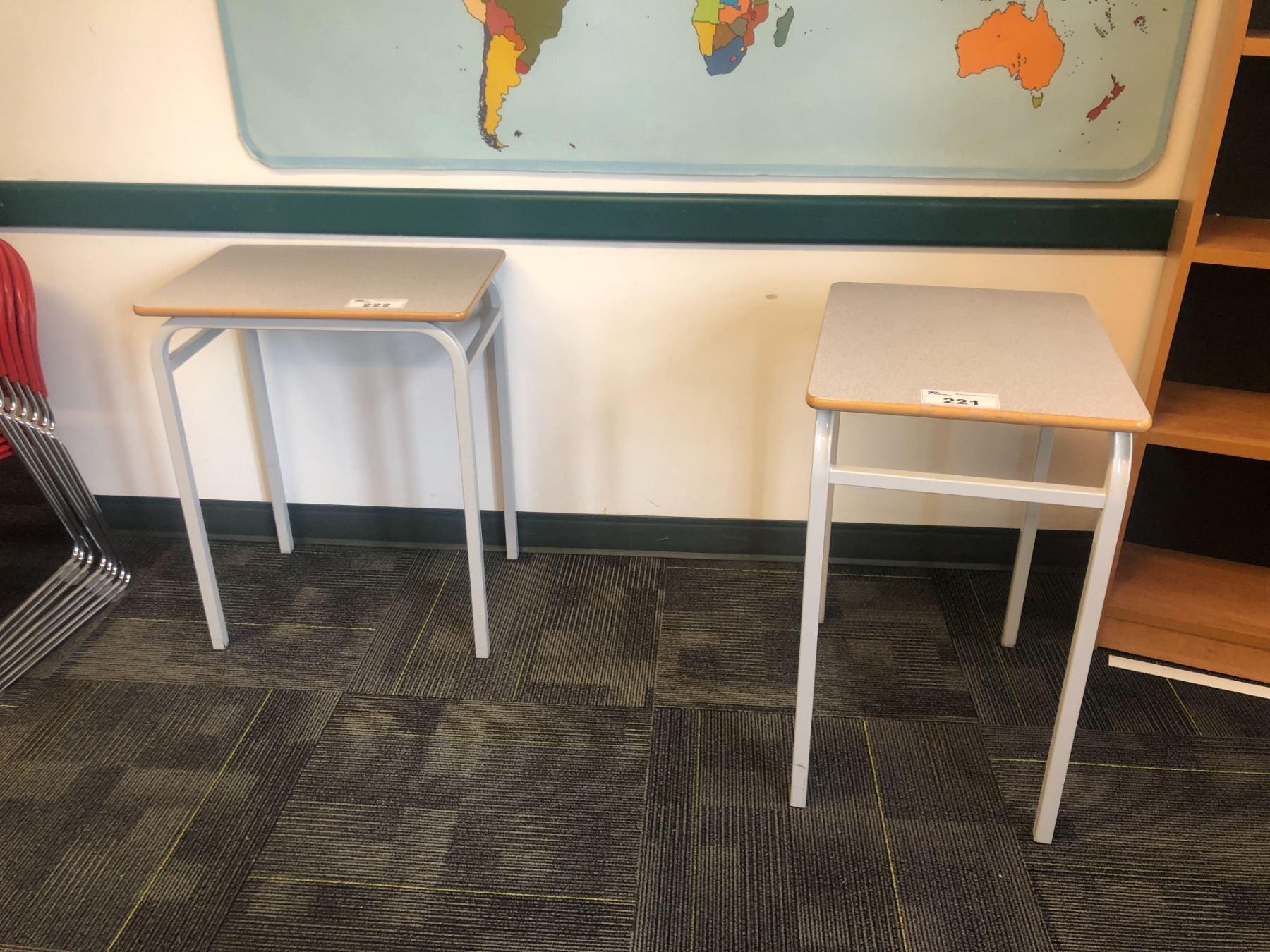 GREY METAL FRAME STUDENT DESK