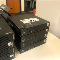 4 LENOVO THINKCENTRE M73 I3 DESKTOP MINI COMPUTERS WITH POWER SUPPLIES, HARD DRIVES REMOVED
