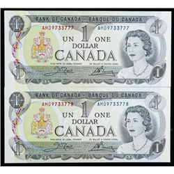 Bank of Canada Lot (2) 1973 1.00 In Sequence Choice UNC