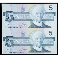 Bank of Canada 1986 5.00 In Sequence Choice UNC (FOK) BC56b