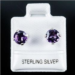 .925 Sterling Silver 1.5ct. Amethyst Earrings. Made in Canada.