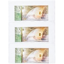Lot (3) CASHGOLD Notes with 24kt Gold Bars Inset
