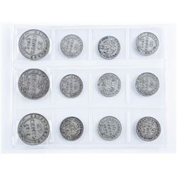 Group of (12) Silver NFLD Coins: 9 x 10cent and 3 x 25 cent