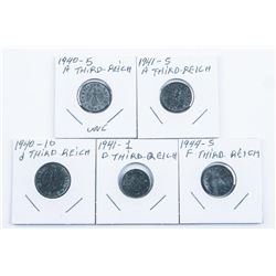 Germany Group (5) Coins 1940's Third reich
