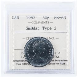 1982 Canada 50 Cent MS-63 Smbds Type 2 ICCS