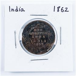India 1862 Quarter Anna Coin