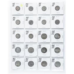 Group Canada 1968 Coins - 10 x 10 cents, 10 x 25 cents