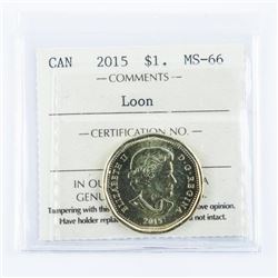 2015 Canada Loon Dollar MS66. ICCS