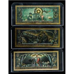 Group of (3) Batman 24kt Gold Collector Notes in Colour