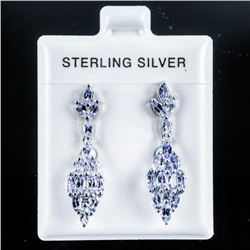 925 Sterling Silver Earrings 2 Tier with 32 Marquise Cut Natural Tanzanites - 1.00 tw. Appraised: