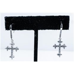 925 Sterling Silver Cross Earrings with Swarovski Elements