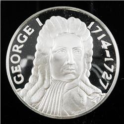 King of England - George I 1714-1727, 2" Round Proof Struck Medallion, Slight Patina of Edging 925