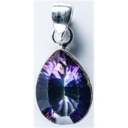 925 Sterling Pear Cut Pendant Bezel Set, Mystic Topaz