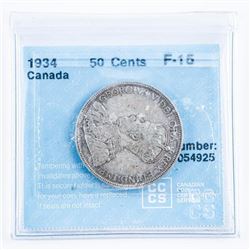 1934 Canada Silver 50 cent F-15 ICCS
