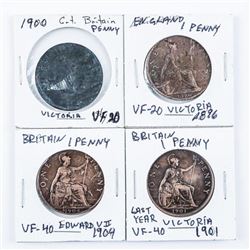 Group of (4) Great Britain Victoria and Edward VII - 1 Penny 1896, 1900, 1901, 1904