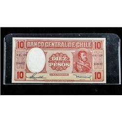 Bank of Chile 1943 Dier Pesos (AU-UNC) SME