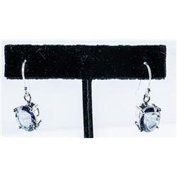 925 Sterling Oval Tanzanite Swarovski Elements/Earrings, Shepherd Hook Back