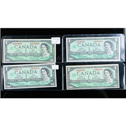 Group of (4) Bank of Canada 1967 1.00 Serial Numbers B/R