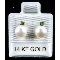Ladies 14kt Gold Genuine Culture Pearls (6.5-7mm) and Blue Sapphires