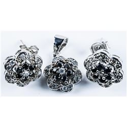 925 Sterling Silver Blue Sapphire and CR Earrings