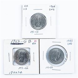 Group (3) Coins of Great Britain - 1953, 1963, 1964