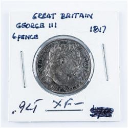 Great Britain 1817 George III 6 Pence Coin