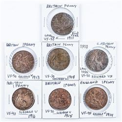 Group of (7) Great Britain 1 Penny: 1908, 1910, 1911, 1913, 1914, 1915, 1916