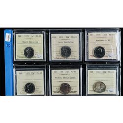 Group (6) Canada 25 Cents ICCS Cert