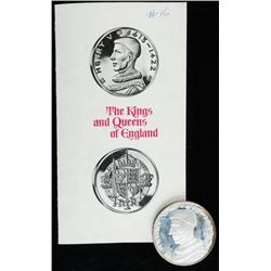 King of England - King Henry V 1413-1422 - 2" Round Proof Struck Medallion, Slight Patina of Edgin