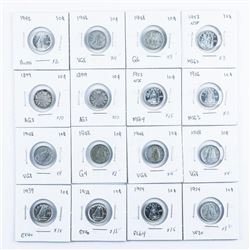 Group of (16) Canada Silver 10 Cents Mixed Issues