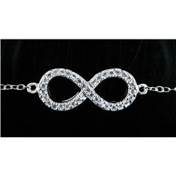 925 Sterling Silver Infinity Design Bracelet , 35 Natural CZ's Appraised: $590.00